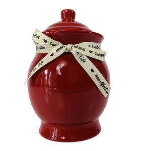 Red Delicious Apple Candle Ginger Jar 7.5" Lidded Gift Wishes For Family Friend